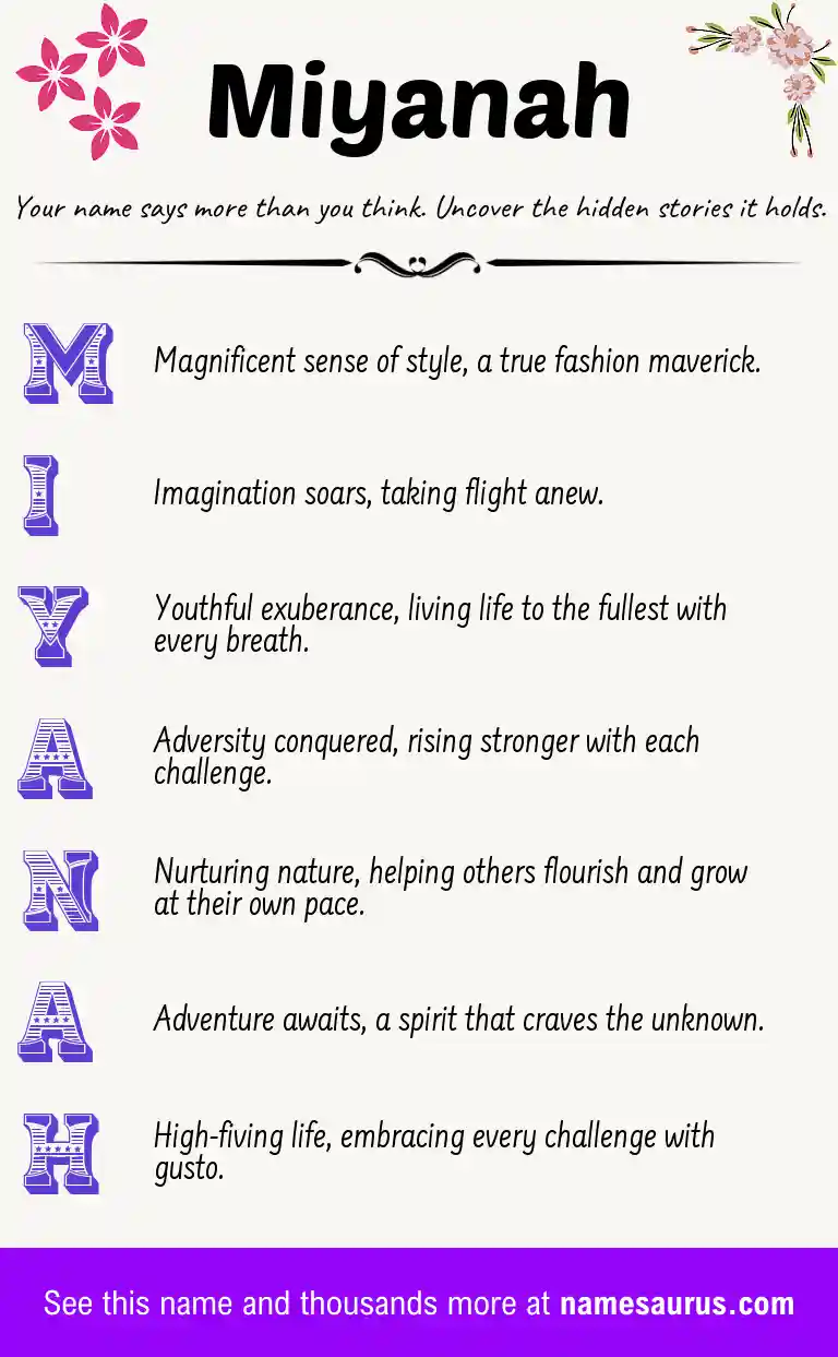 Acrostic poem about Miyanah.