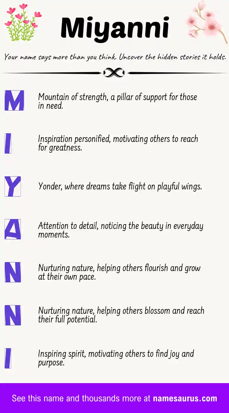 Acrostic poem about Miyanni.