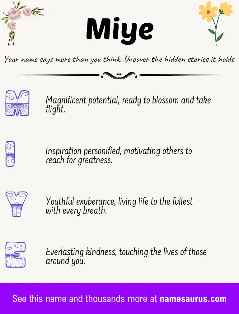 Acrostic poem about Miye.