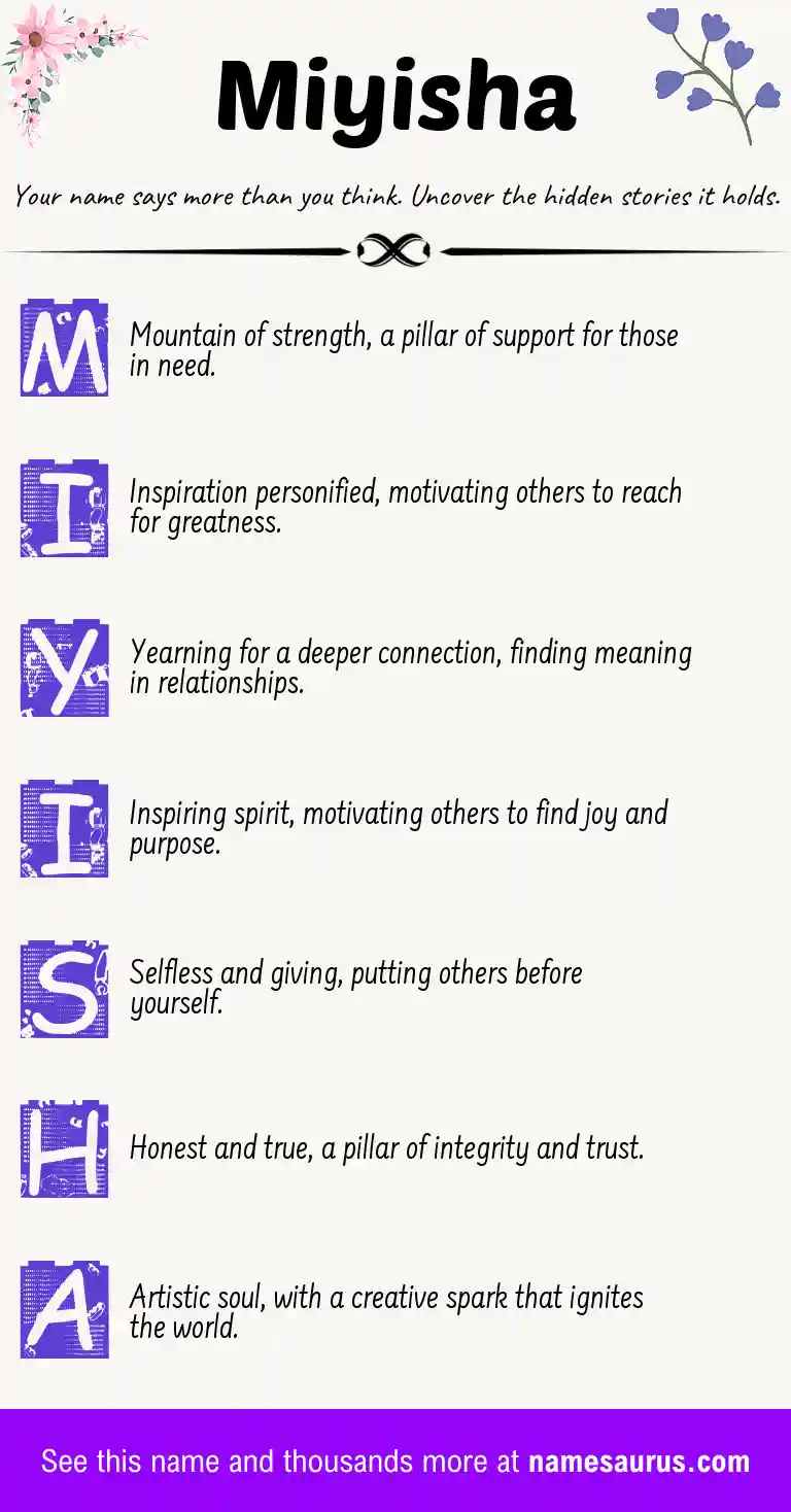 Acrostic poem about Miyisha.