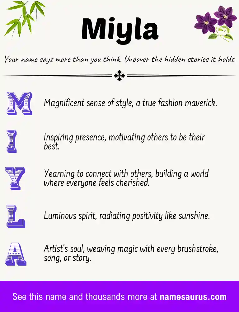 Acrostic poem about Miyla.