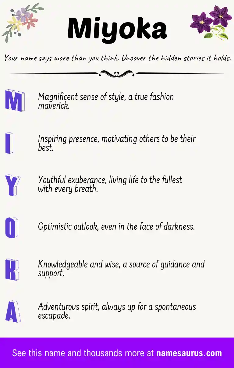 Acrostic poem about Miyoka.