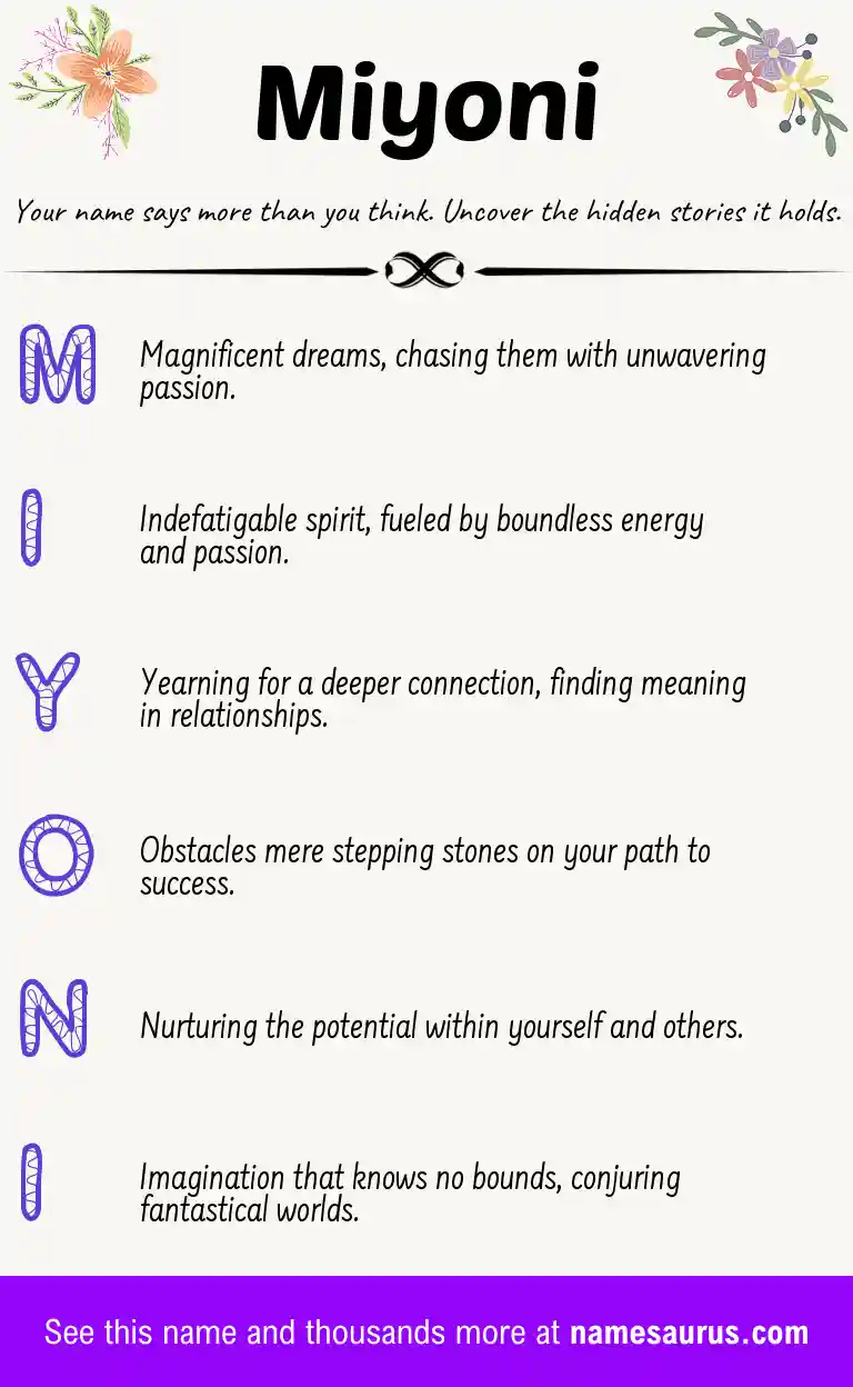 Acrostic poem about Miyoni.