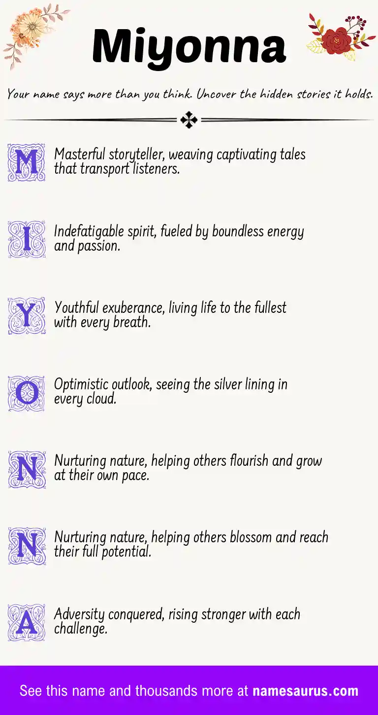 Acrostic poem about Miyonna.