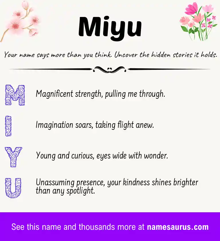 Acrostic poem about Miyu.