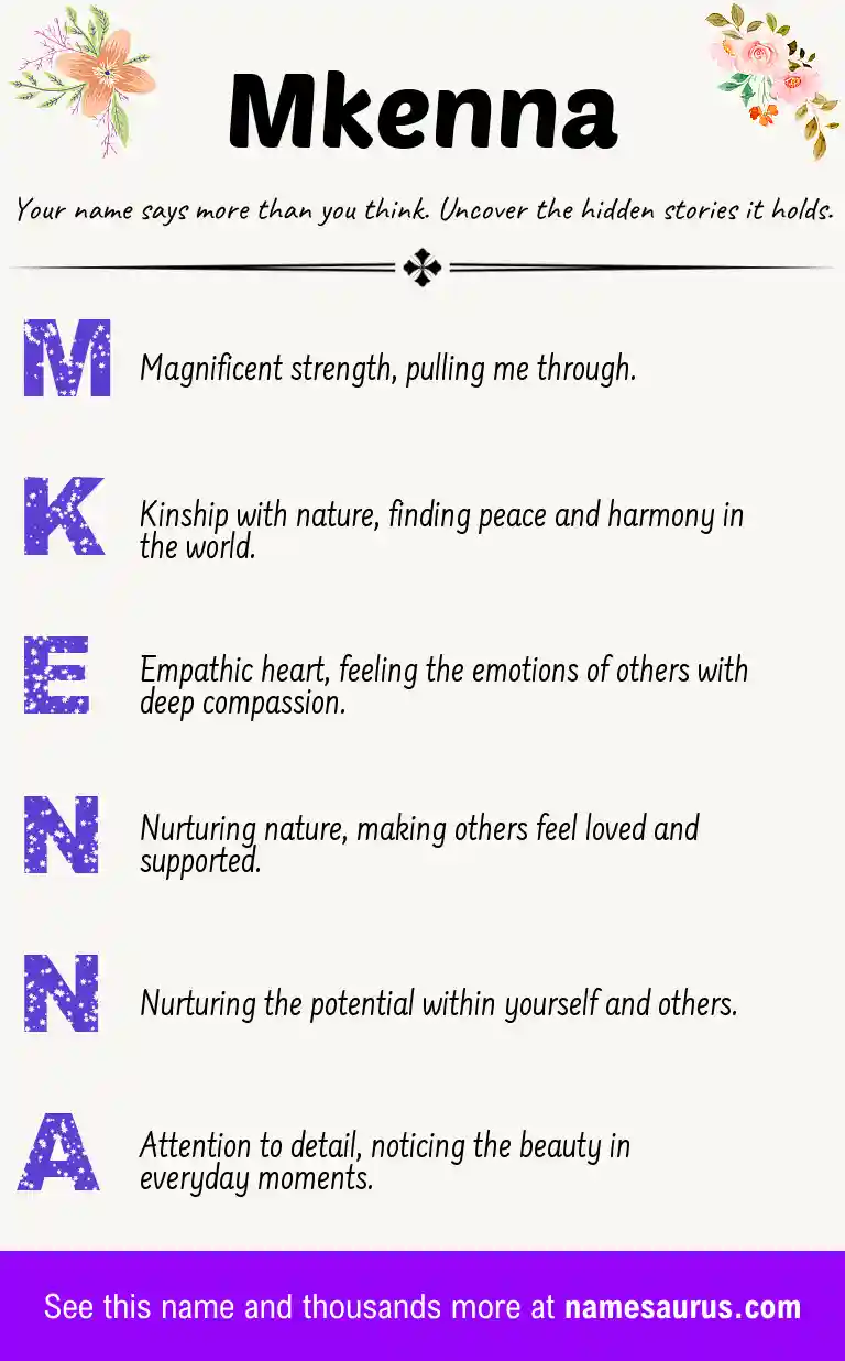 Acrostic poem about Mkenna.