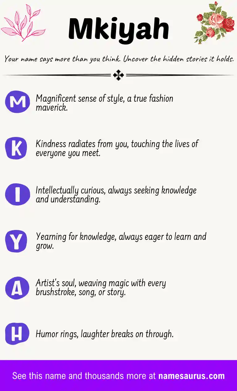 Acrostic poem about Mkiyah.