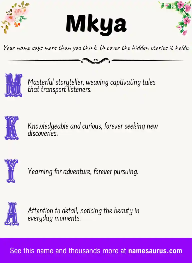 Acrostic poem about Mkya.