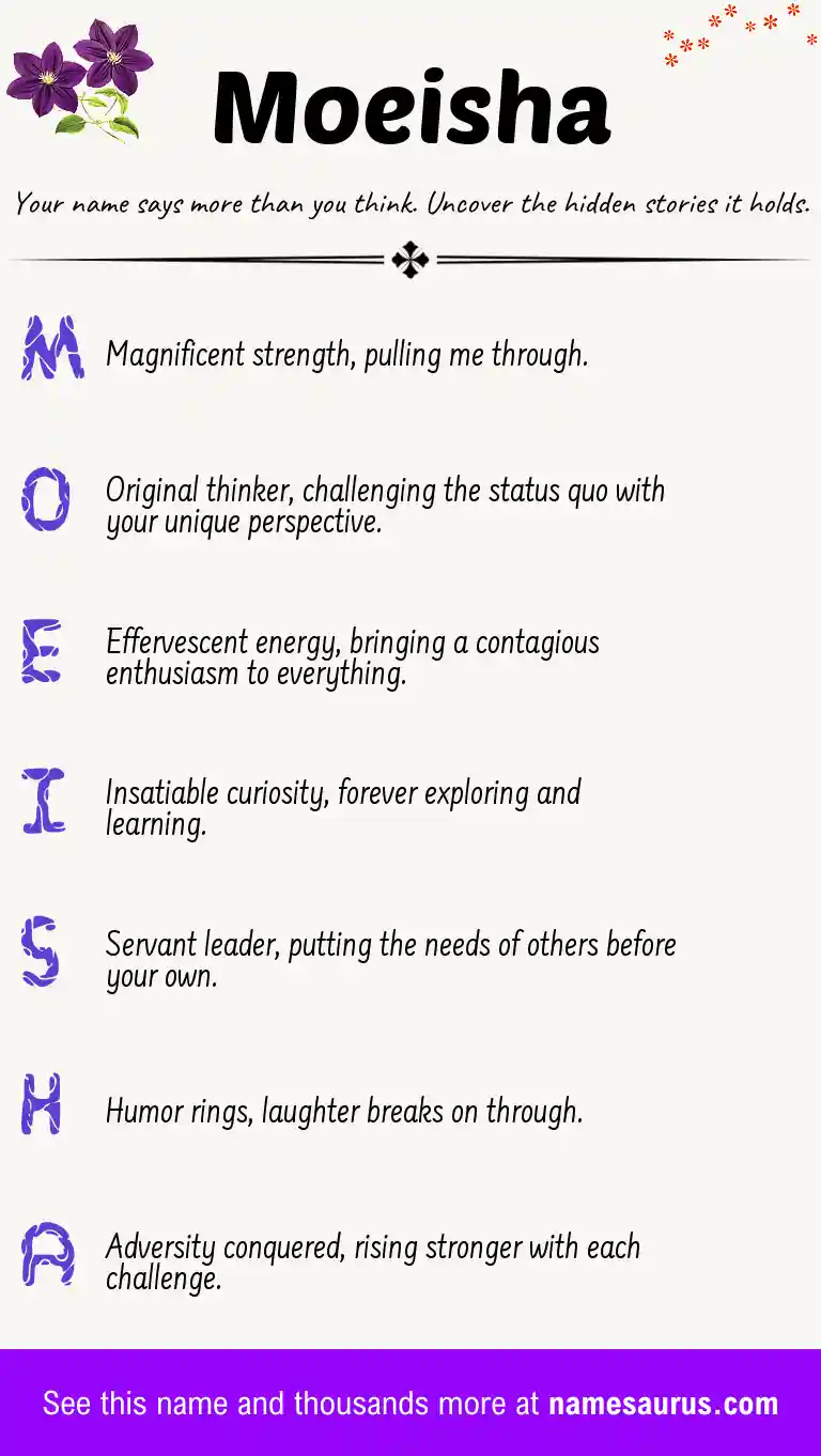 Acrostic poem about Moeisha.