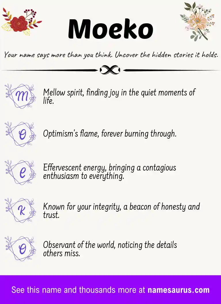 Acrostic poem about Moeko.