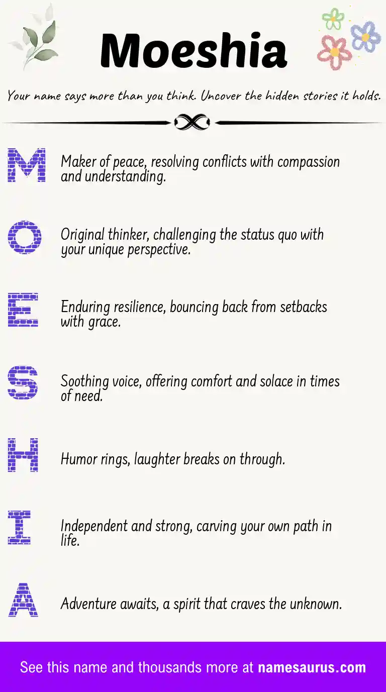 Acrostic poem about Moeshia.
