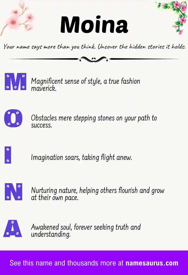 Acrostic poem about Moina.