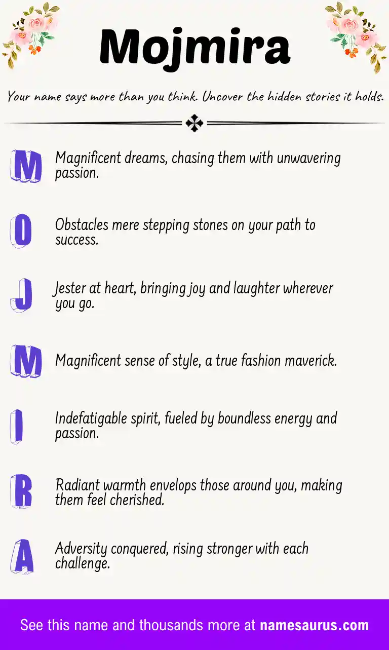 Acrostic poem about Mojmira.