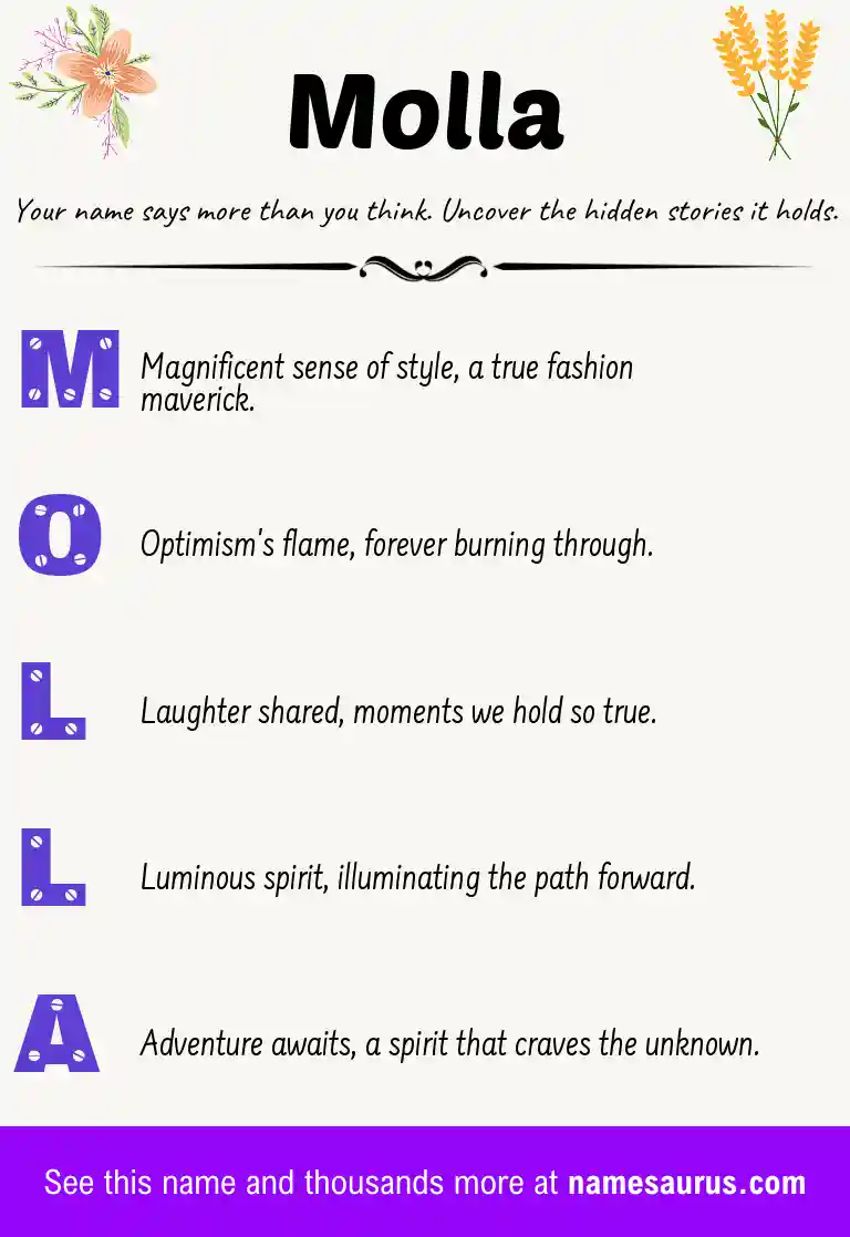 Acrostic poem about Molla.