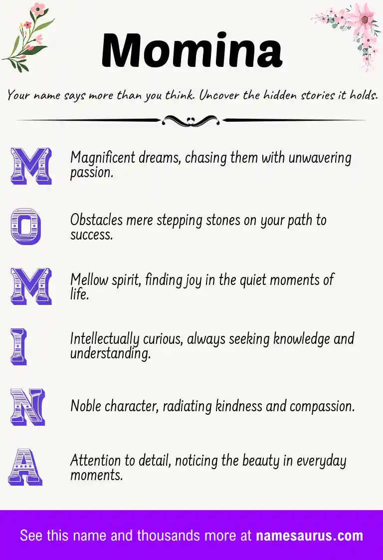 Acrostic poem about Momina.
