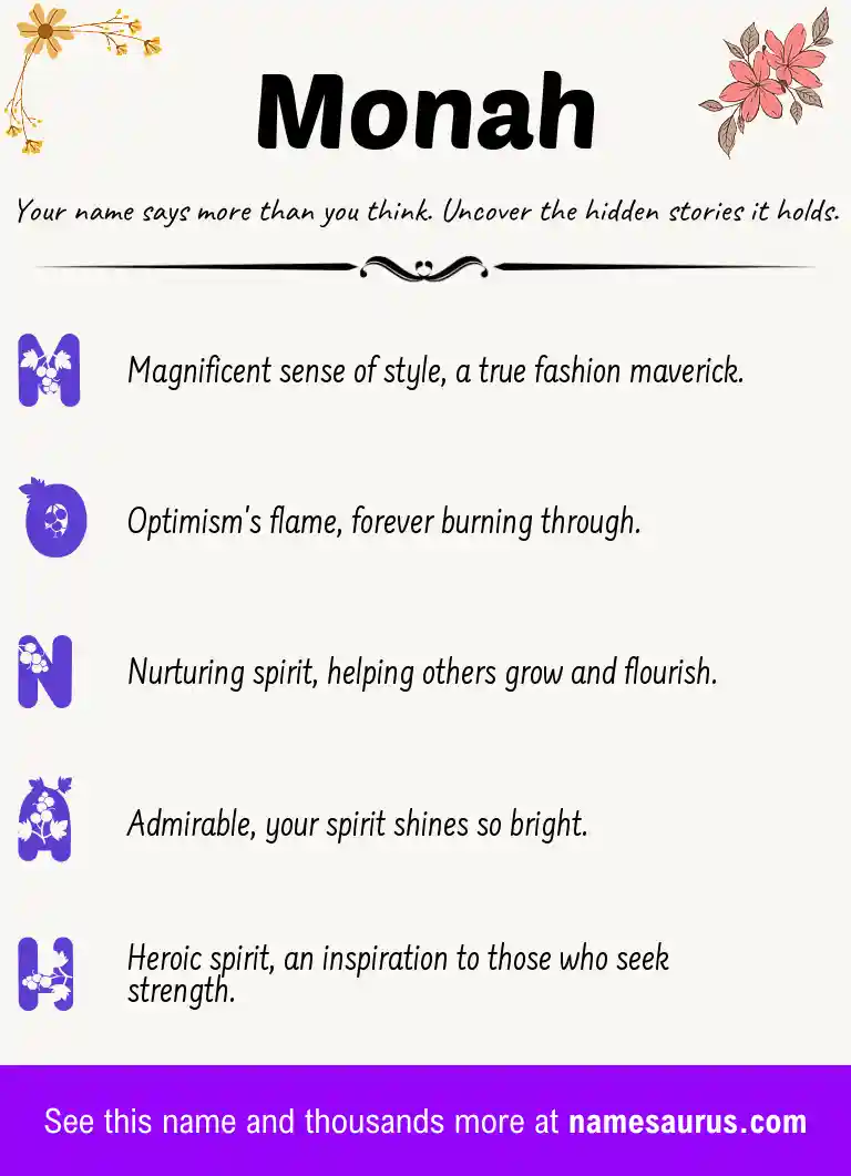 Acrostic poem about Monah.