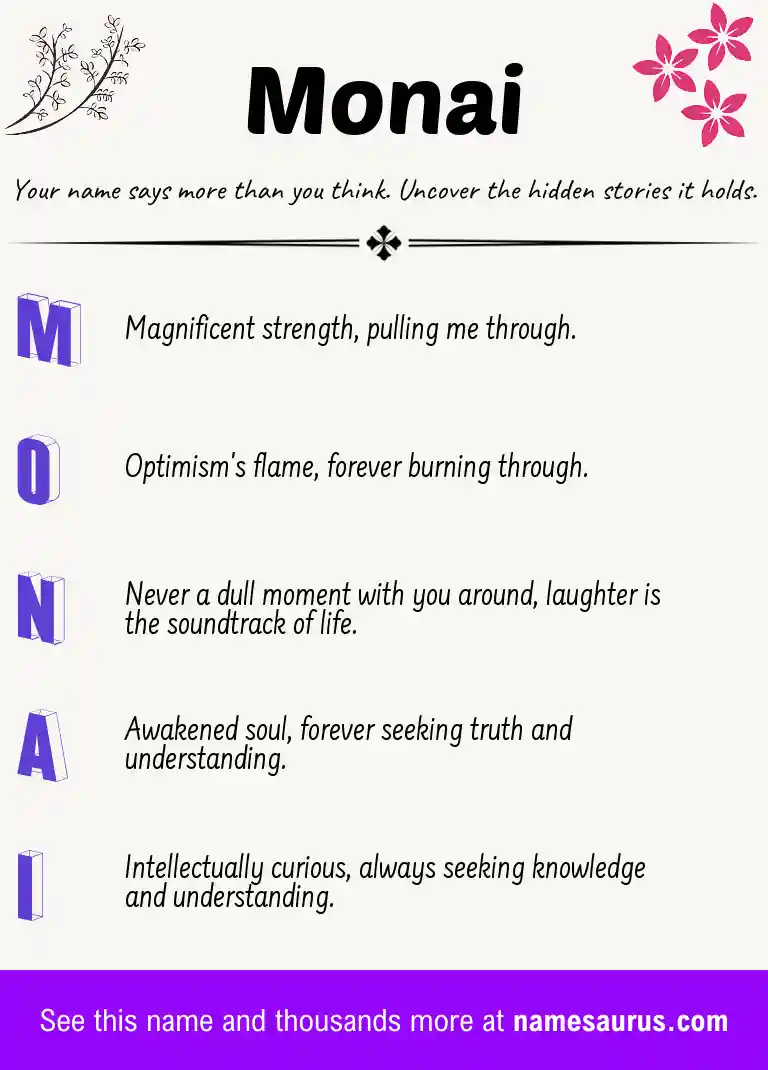 Acrostic poem about Monai.