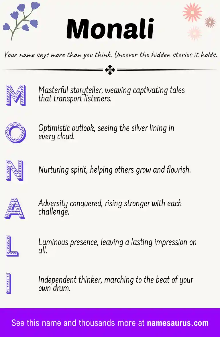 Acrostic poem about Monali.