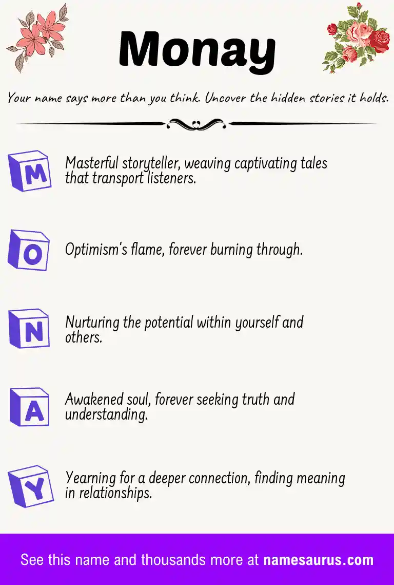 Acrostic poem about Monay.