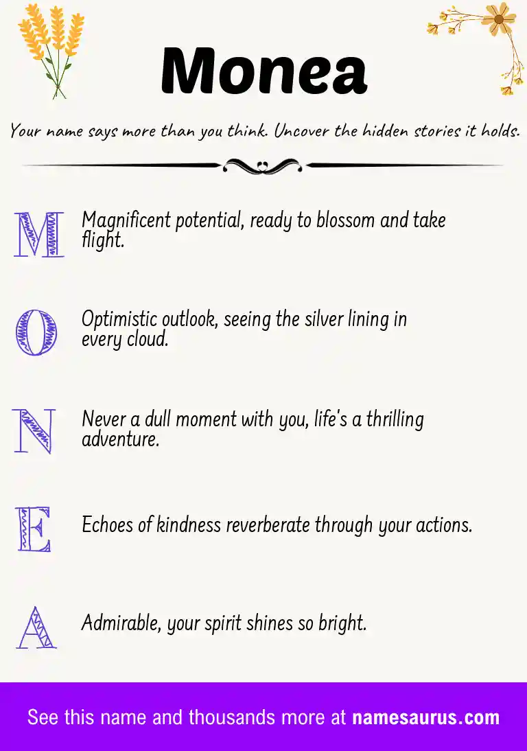 Acrostic poem about Monea.