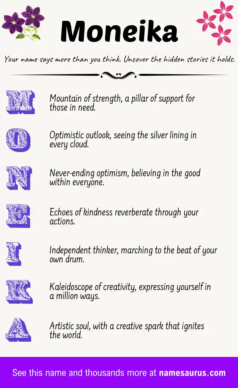 Acrostic poem about Moneika.