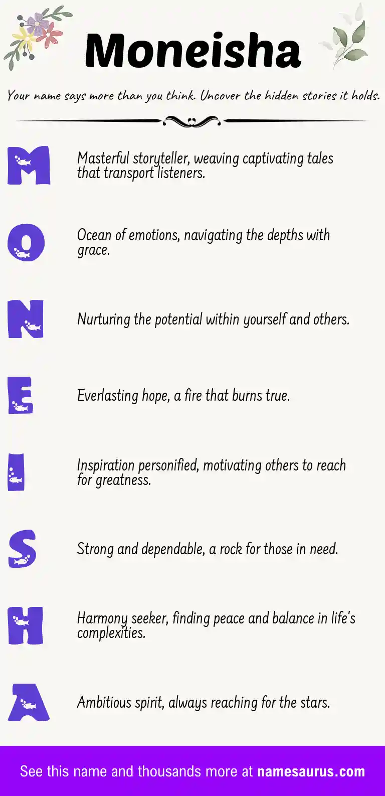Acrostic poem about Moneisha.