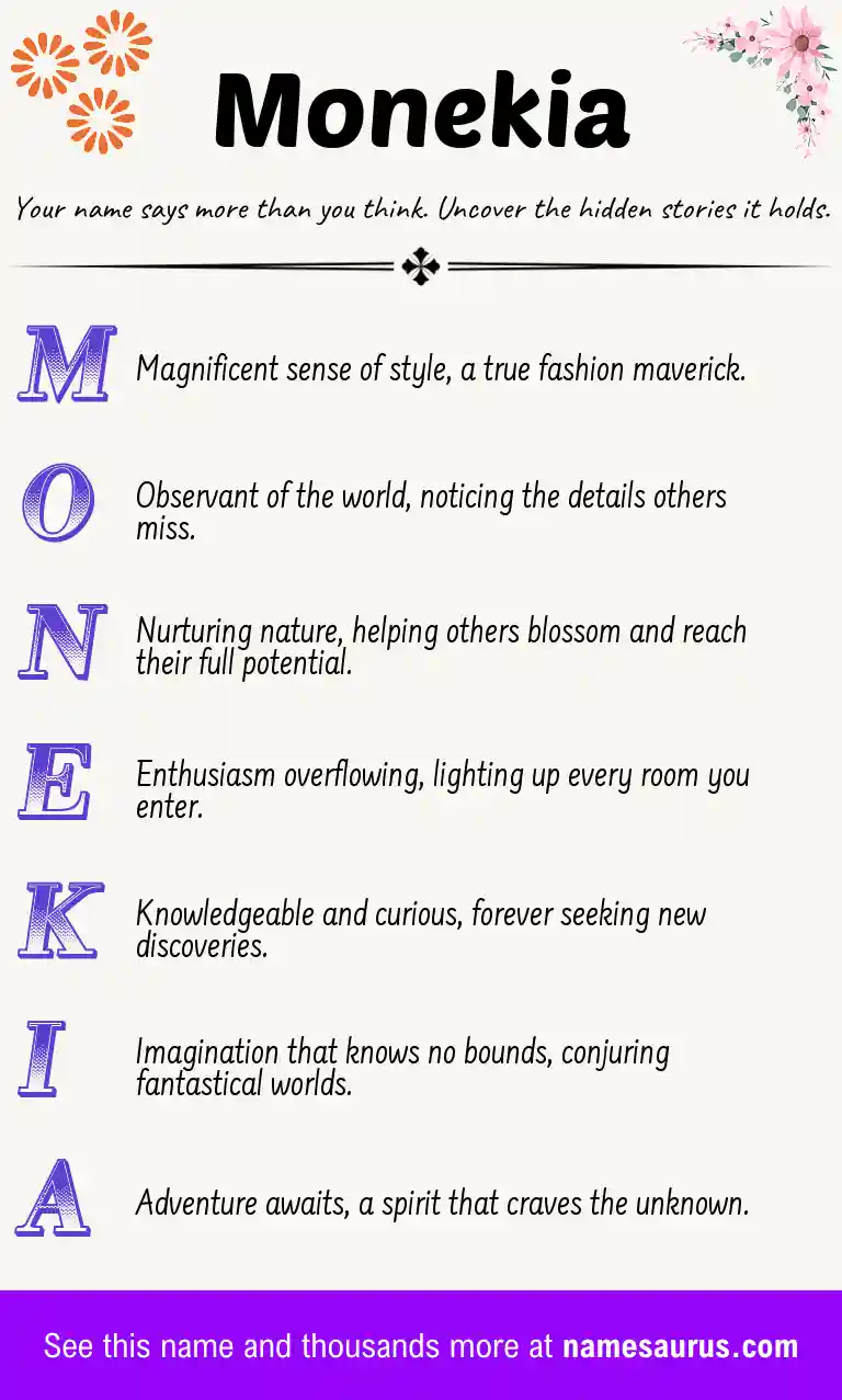 Acrostic poem about Monekia.