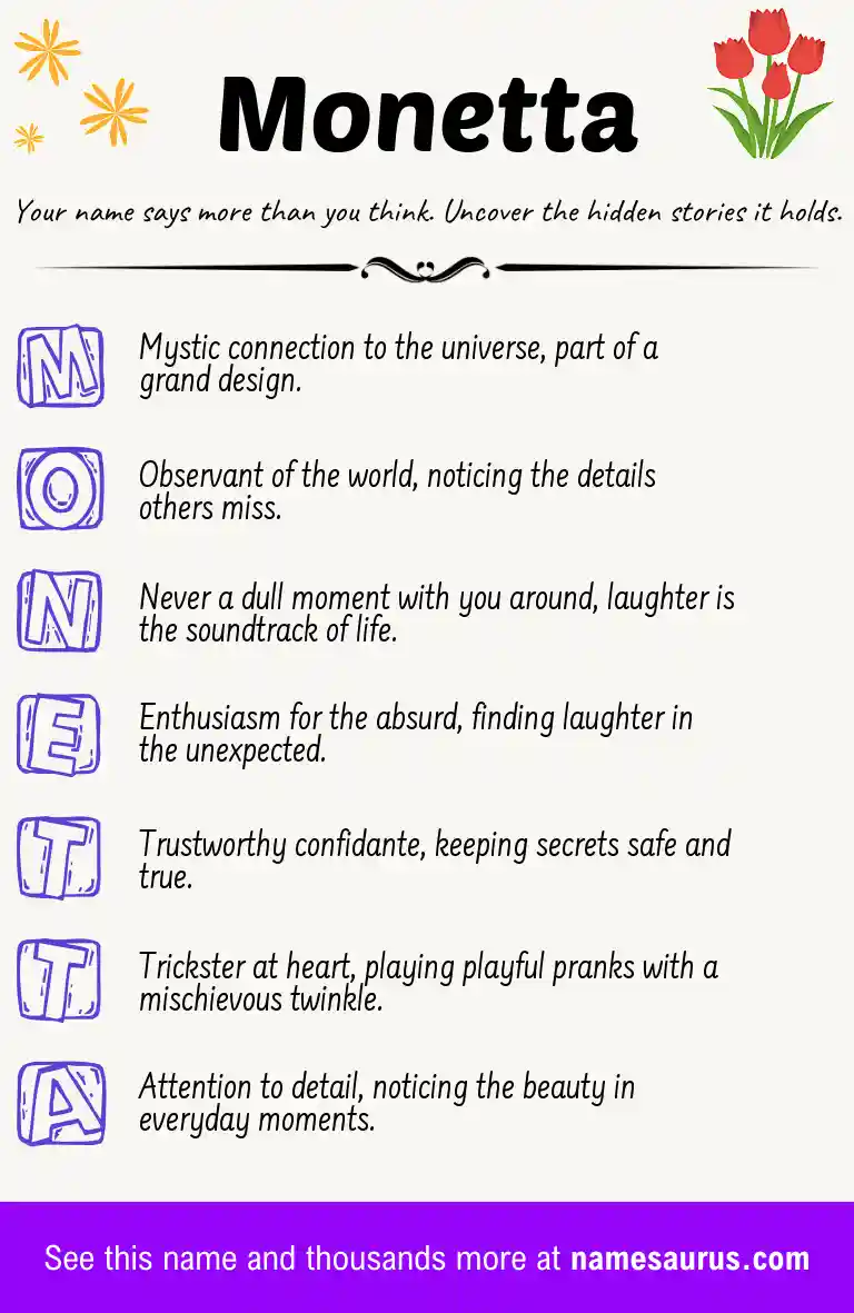 Acrostic poem about Monetta.