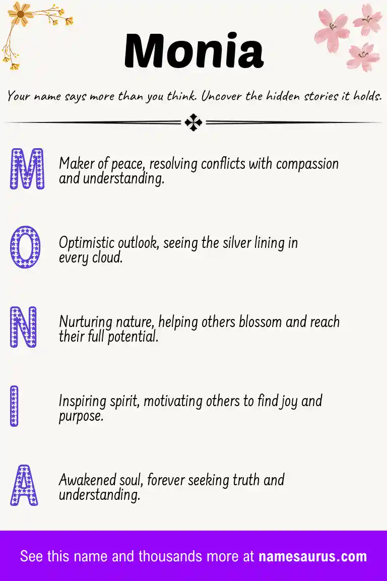 Acrostic poem about Monia.