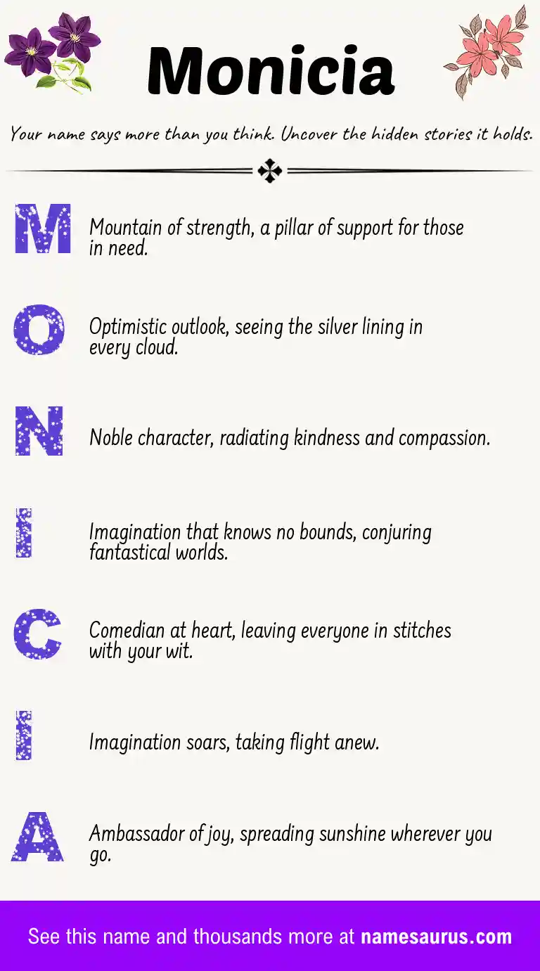 Acrostic poem about Monicia.