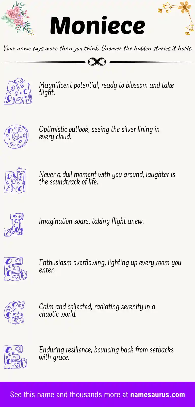 Acrostic poem about Moniece.