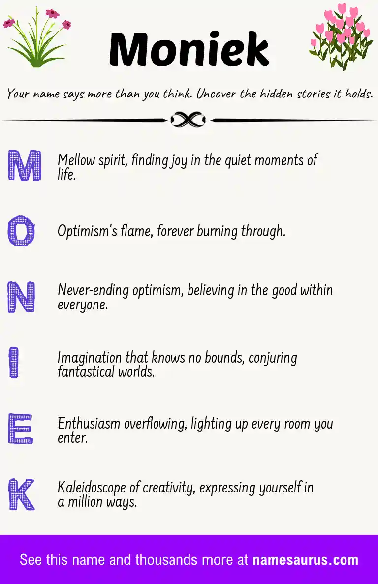 Acrostic poem about Moniek.