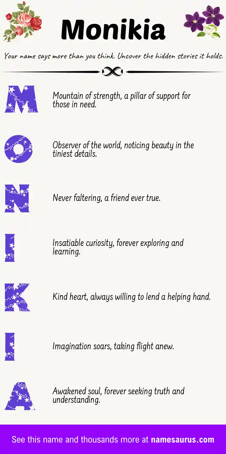 Acrostic poem about Monikia.