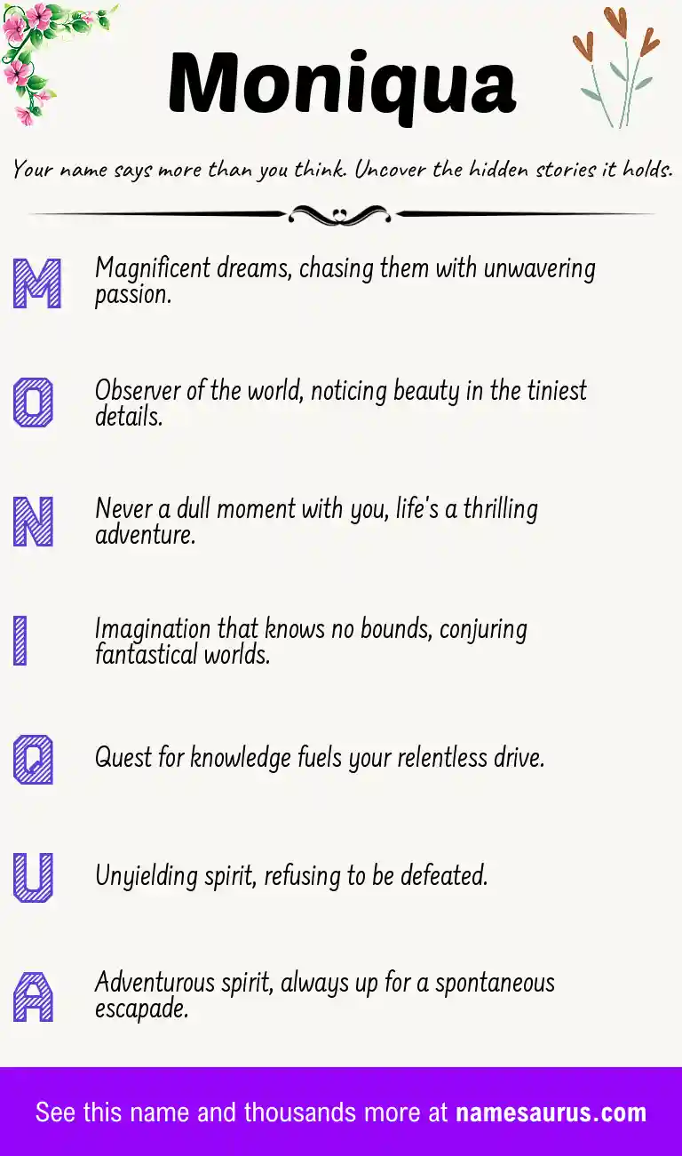Acrostic poem about Moniqua.