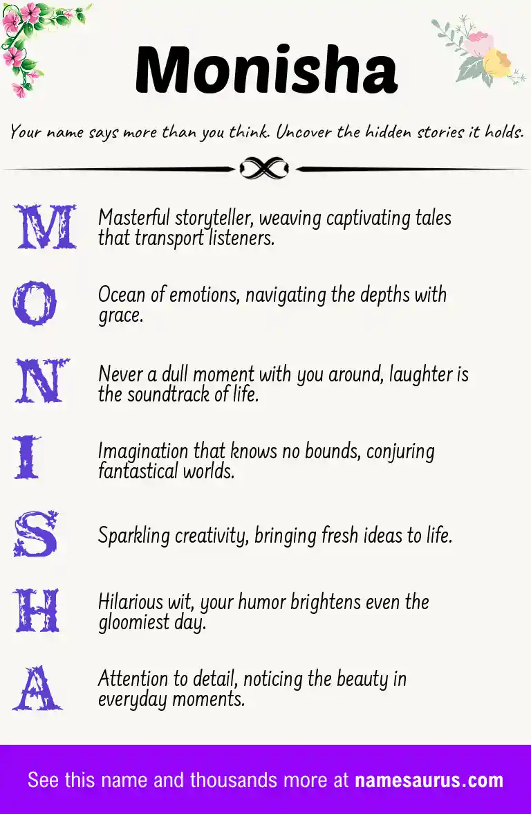 Acrostic poem about Monisha.