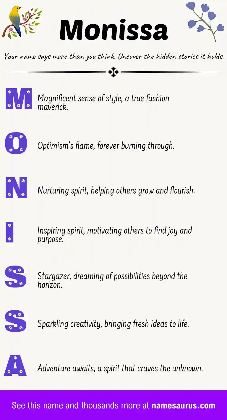 Acrostic poem about Monissa.