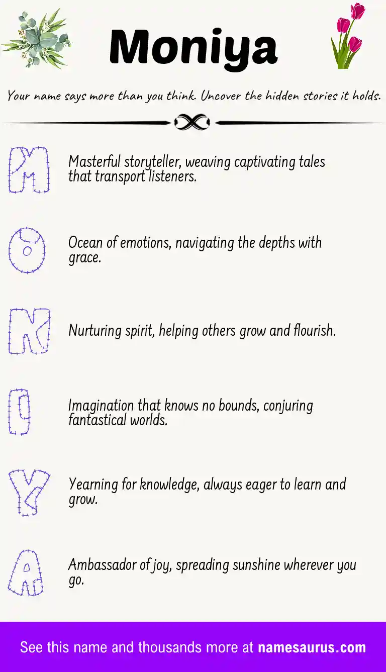 Acrostic poem about Moniya.