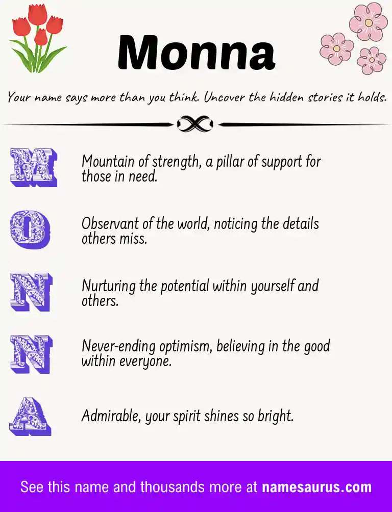 Acrostic poem about Monna.