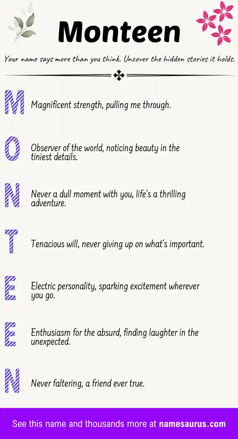 Acrostic poem about Monteen.