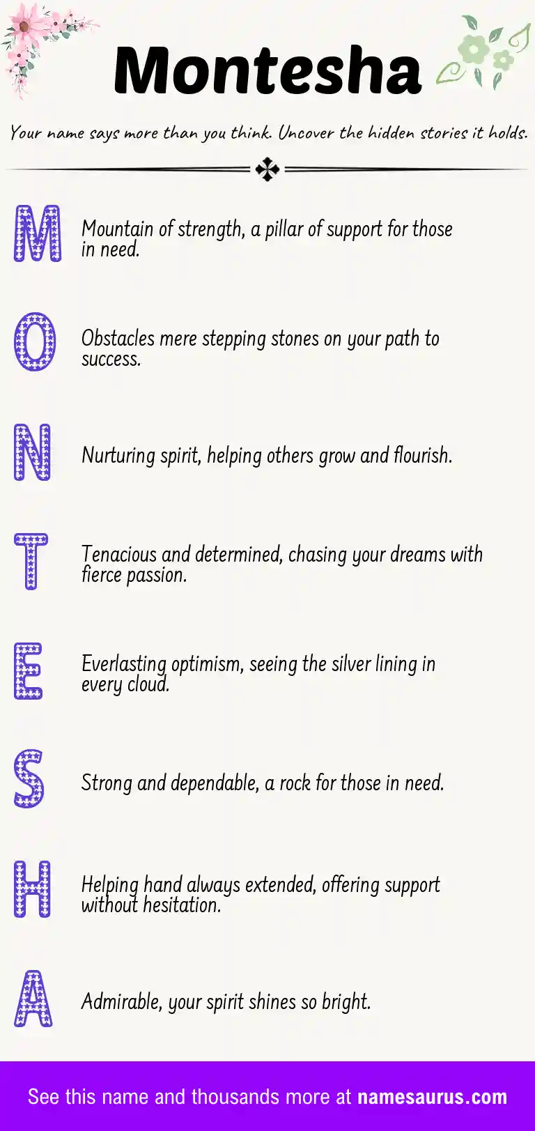 Acrostic poem about Montesha.