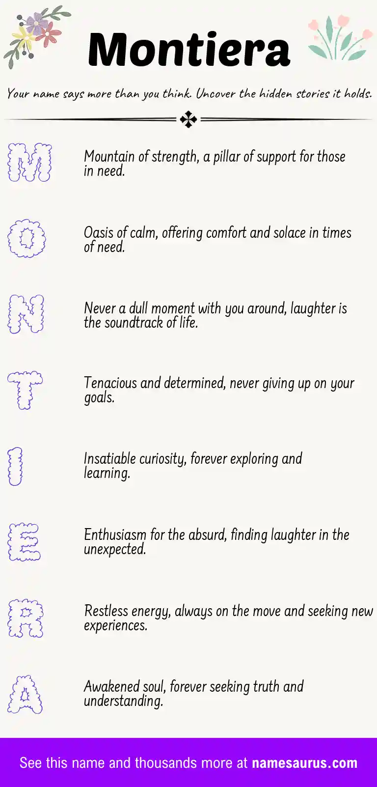 Acrostic poem about Montiera.