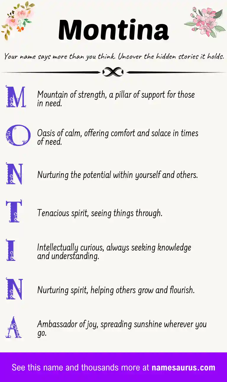 Acrostic poem about Montina.