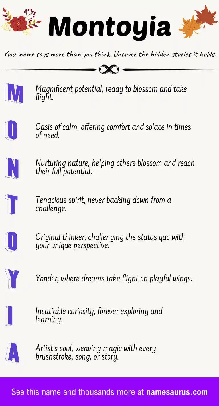 Acrostic poem about Montoyia.