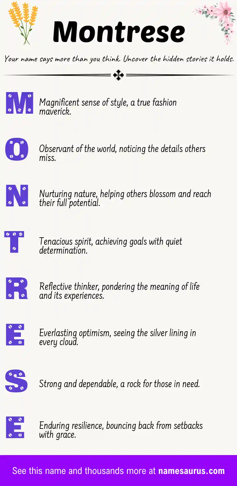 Acrostic poem about Montrese.