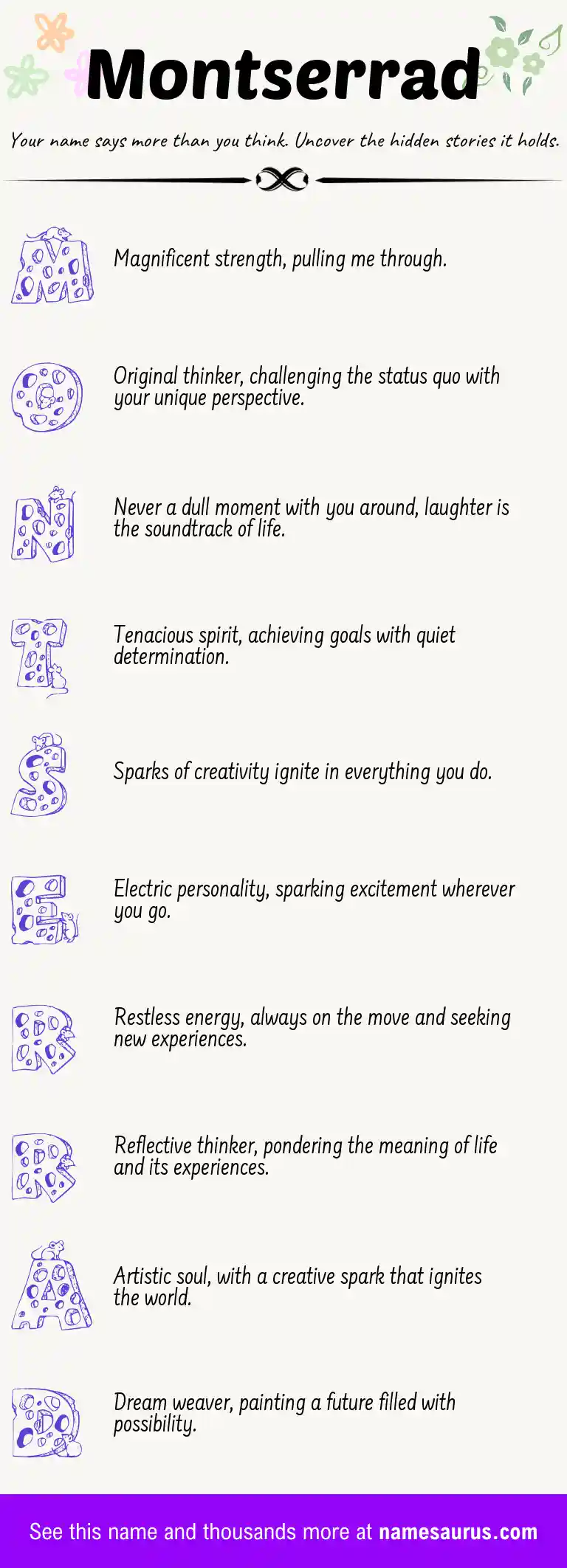 Acrostic poem about Montserrad.