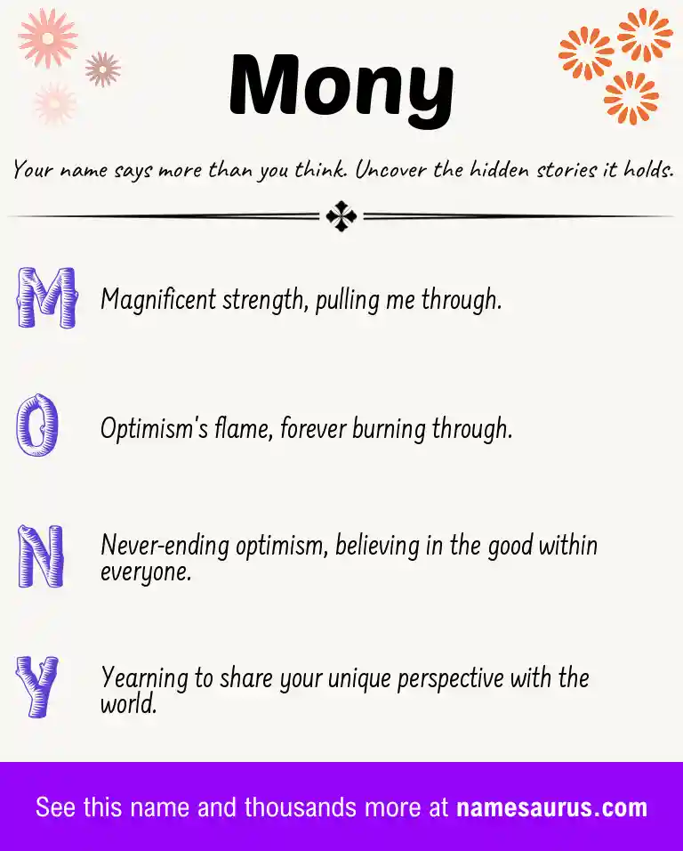 Acrostic poem about Mony.