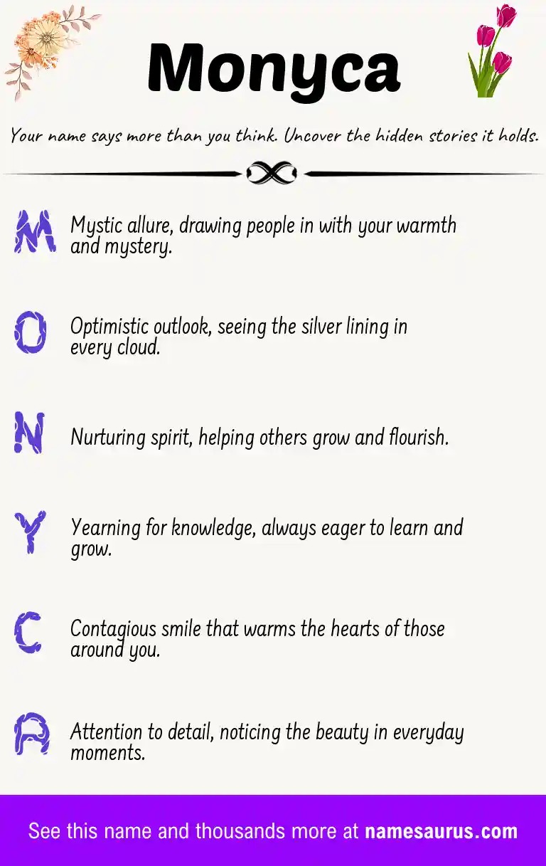 Acrostic poem about Monyca.