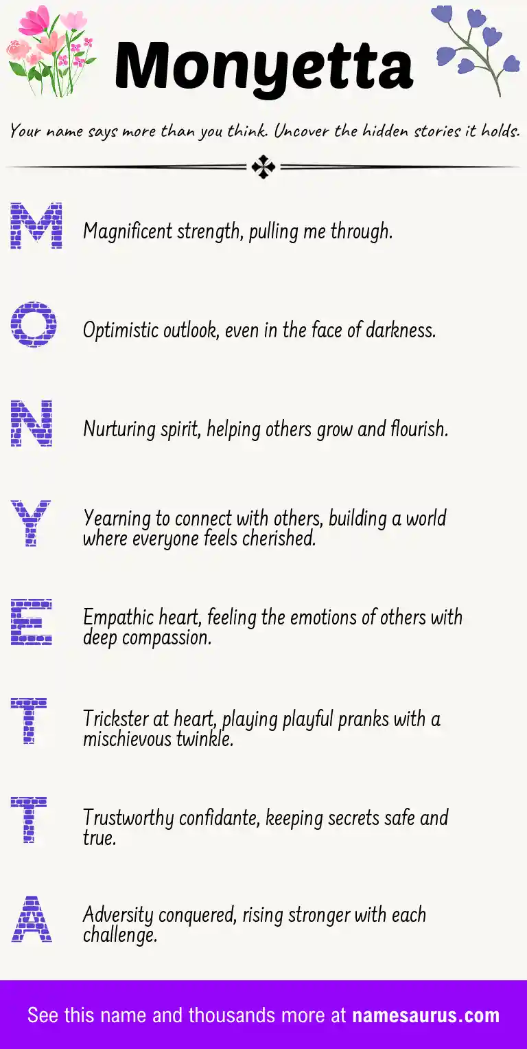 Acrostic poem about Monyetta.