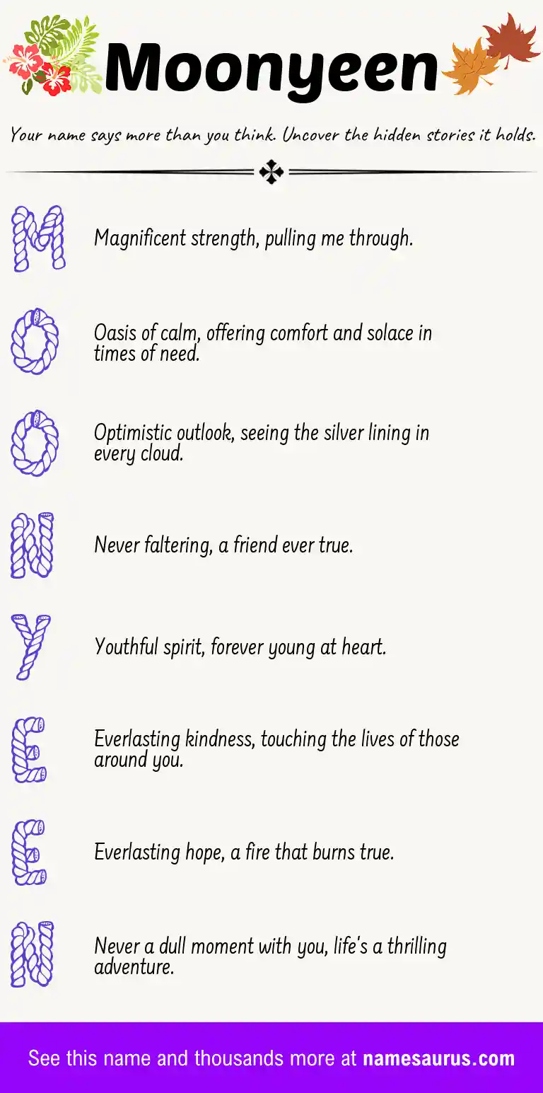 Acrostic poem about Moonyeen.