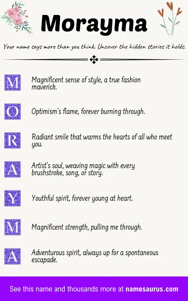 Acrostic poem about Morayma.